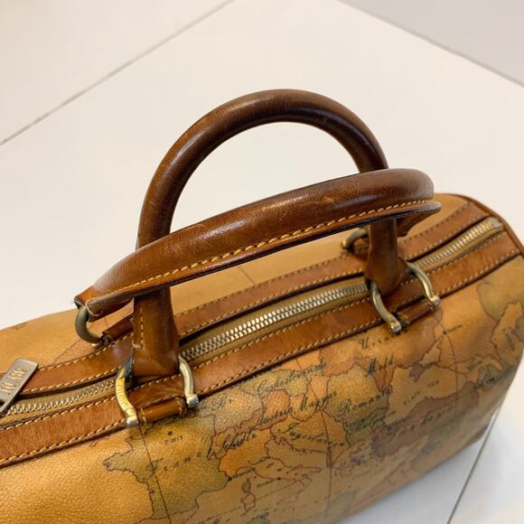 Vintage Alviero Martini 1A Classe Geo Map Satchel Bag Italy Coated Canvas Unisex - Picture 4 of 16